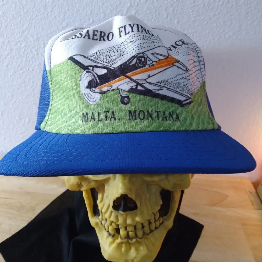 Vintage Russaero Flying Service Crop Dust Snap Back Trucker Hat